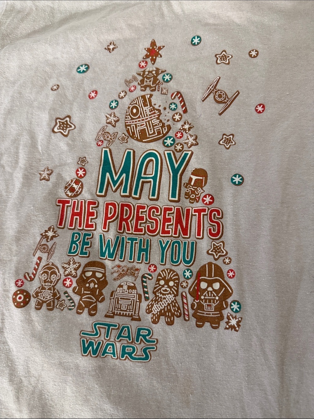 Star Wars Light Gray Kids' Holiday Tee with Festive Graphic - Picture 5 of 7